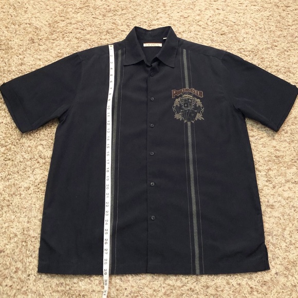 [Havanera] Black Button Down Pocker Print Men’s Shirt Boy’s Night Game Night L - Picture 8 of 9